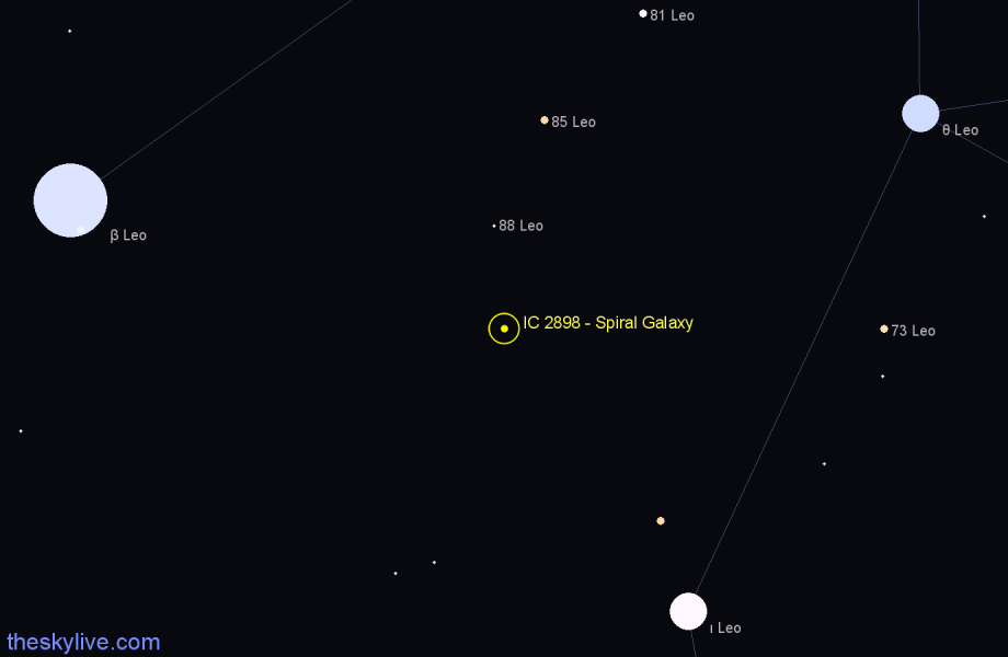 Finder chart IC 2898 - Spiral Galaxy in Leo star