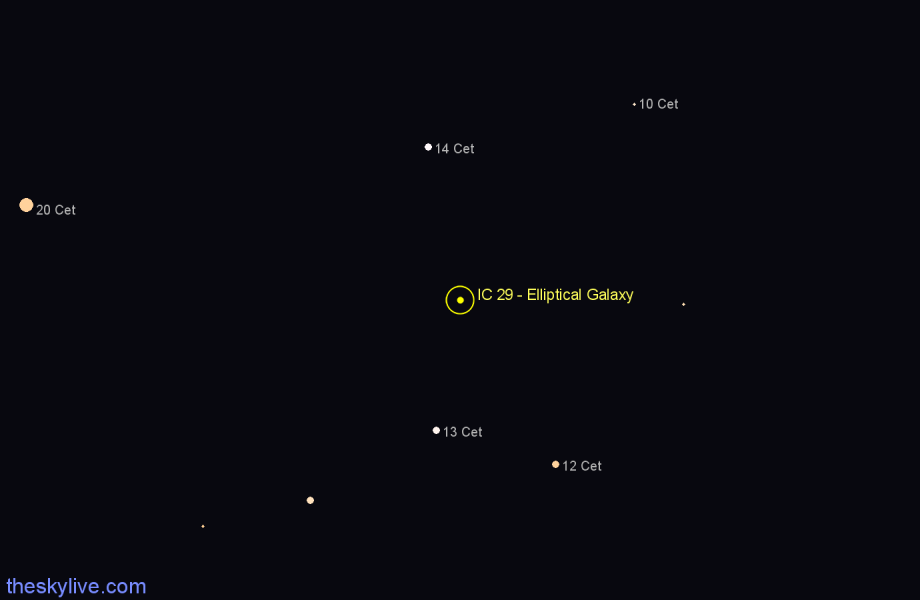 Finder chart IC 29 - Elliptical Galaxy in Cetus star