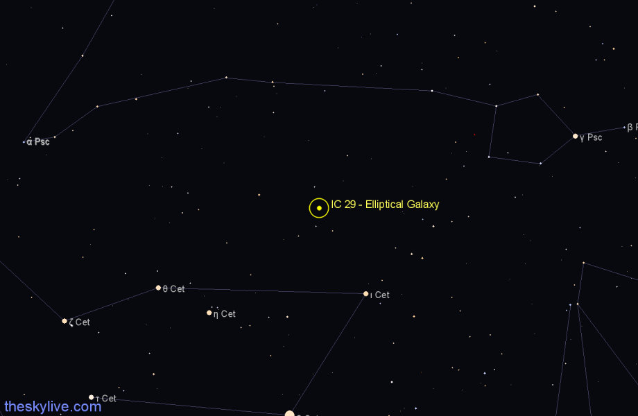 Finder chart IC 29 - Elliptical Galaxy in Cetus star
