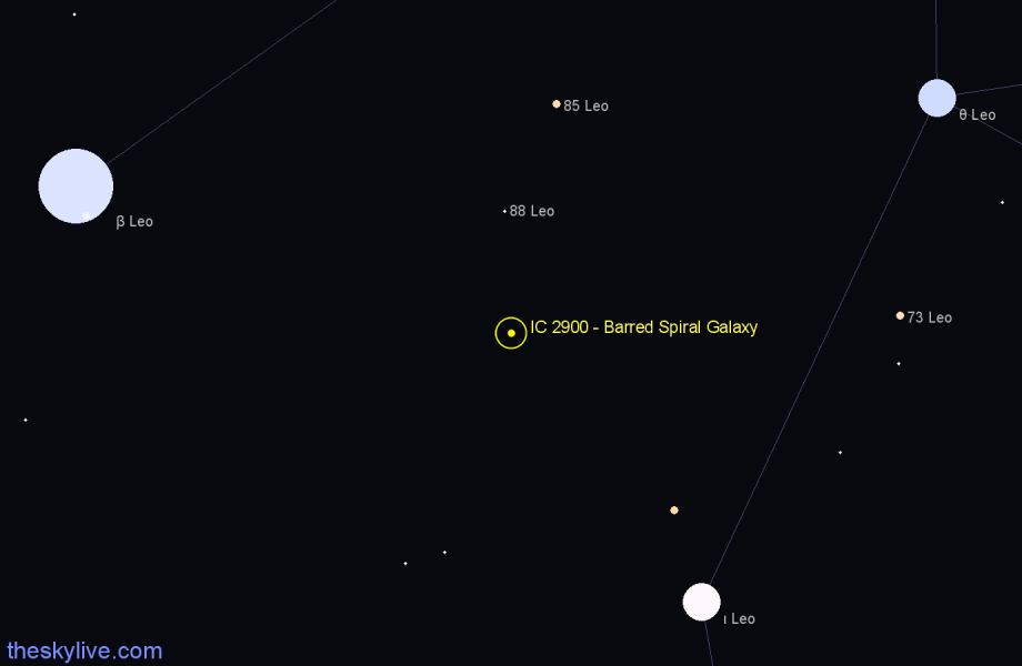 Finder chart IC 2900 - Barred Spiral Galaxy in Leo star