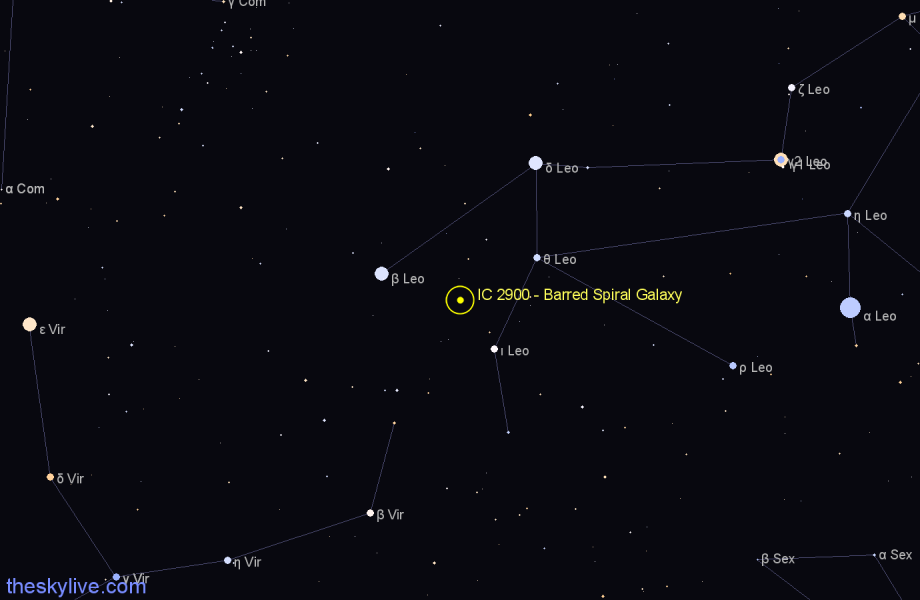 Finder chart IC 2900 - Barred Spiral Galaxy in Leo star