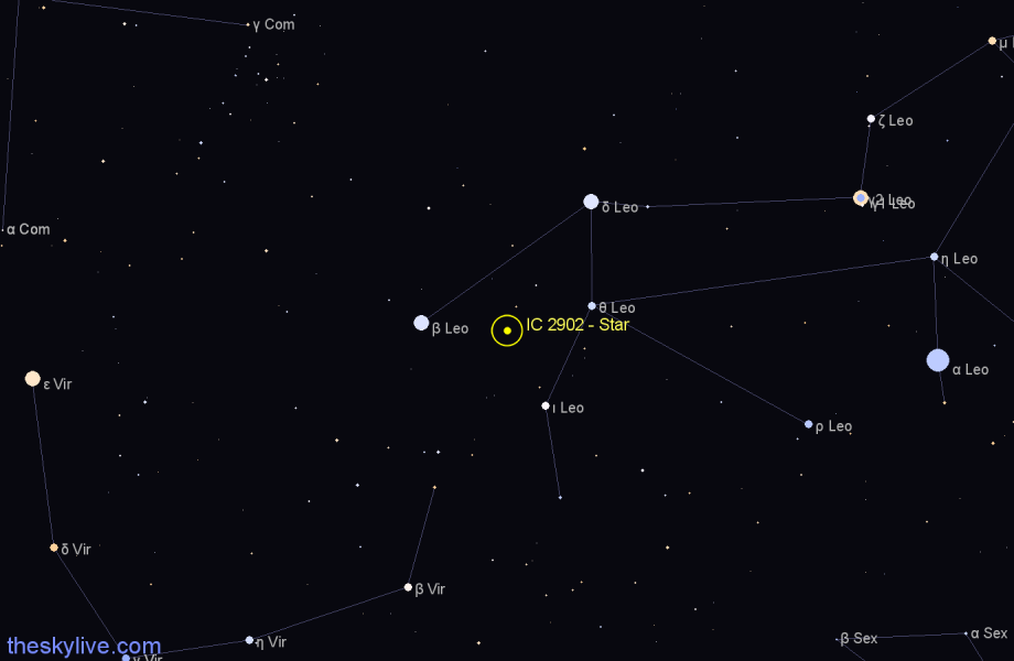 Finder chart IC 2902 - Star in Leo star