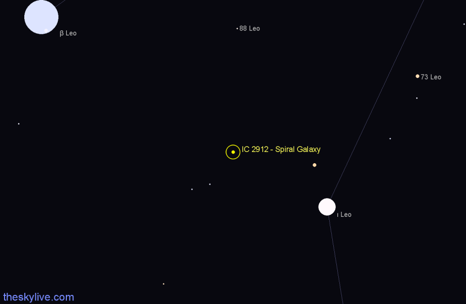 Finder chart IC 2912 - Spiral Galaxy in Leo star