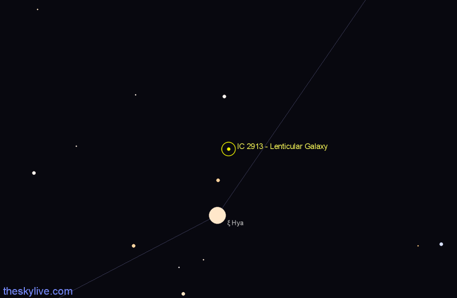 Finder chart IC 2913 - Lenticular Galaxy in Hydra star