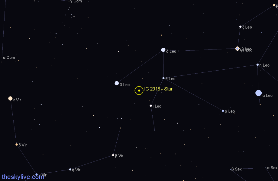 Finder chart IC 2918 - Star in Leo star