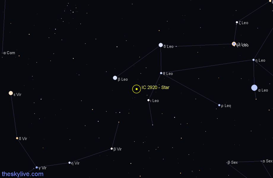 Finder chart IC 2920 - Star in Leo star
