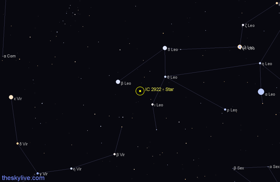 Finder chart IC 2922 - Star in Leo star