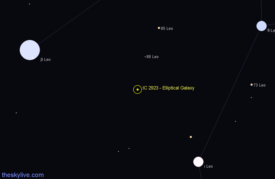 Finder chart IC 2923 - Elliptical Galaxy in Leo star
