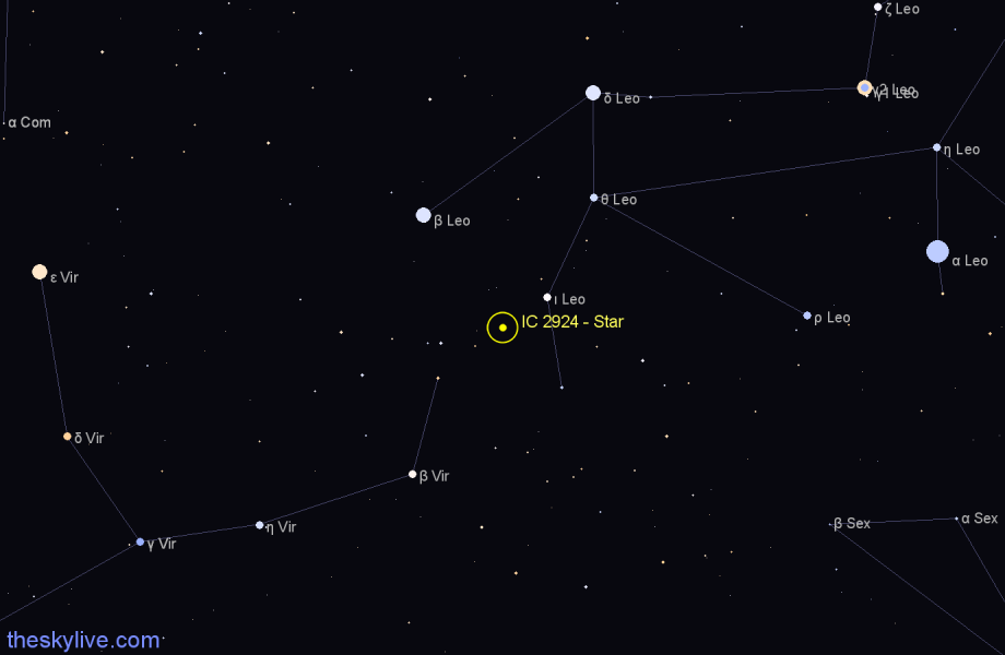 Finder chart IC 2924 - Star in Leo star