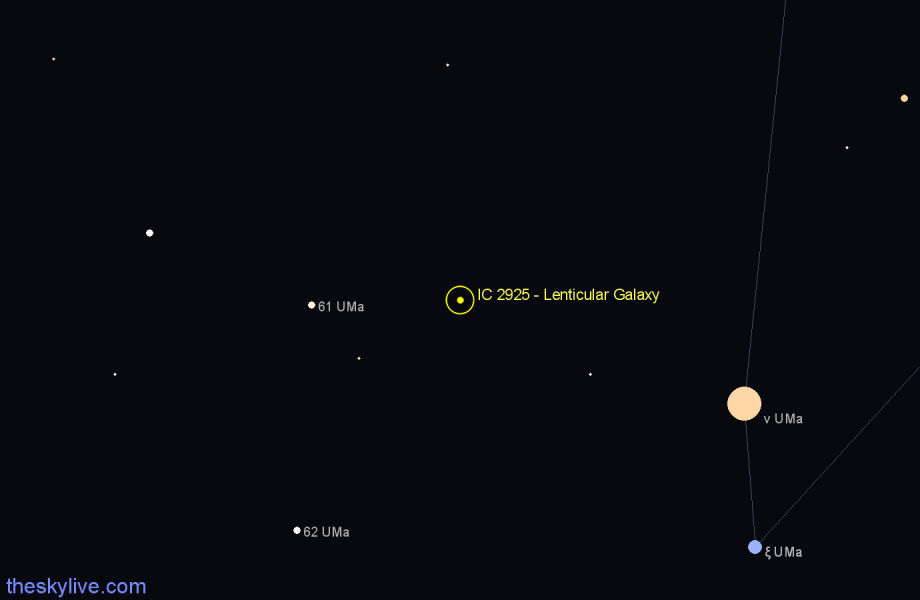 Finder chart IC 2925 - Lenticular Galaxy in Ursa Major star
