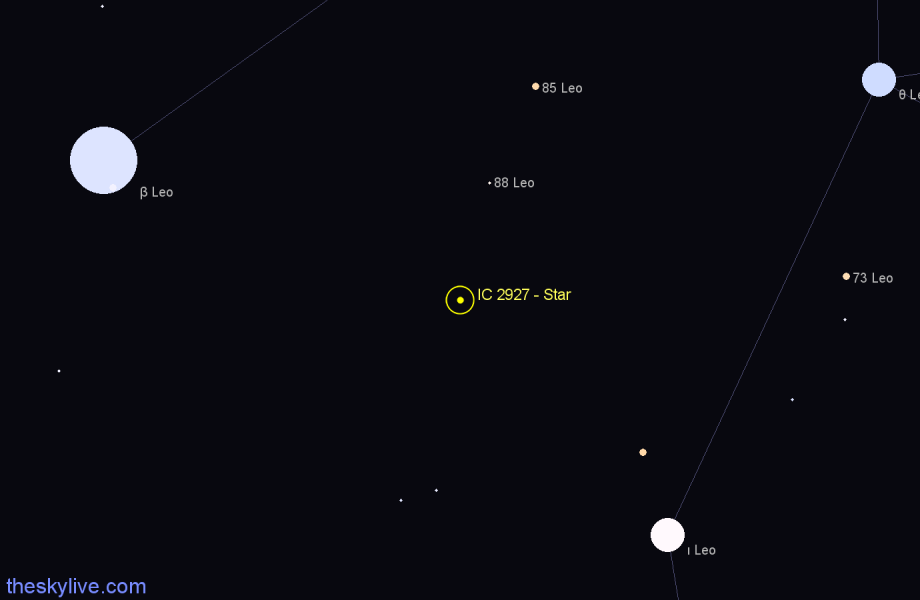 Finder chart IC 2927 - Star in Leo star