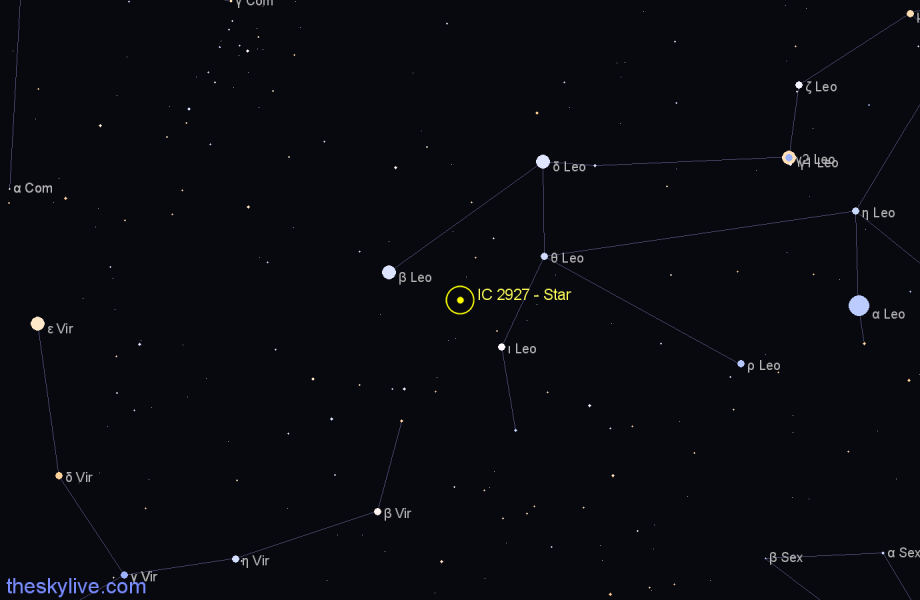 Finder chart IC 2927 - Star in Leo star