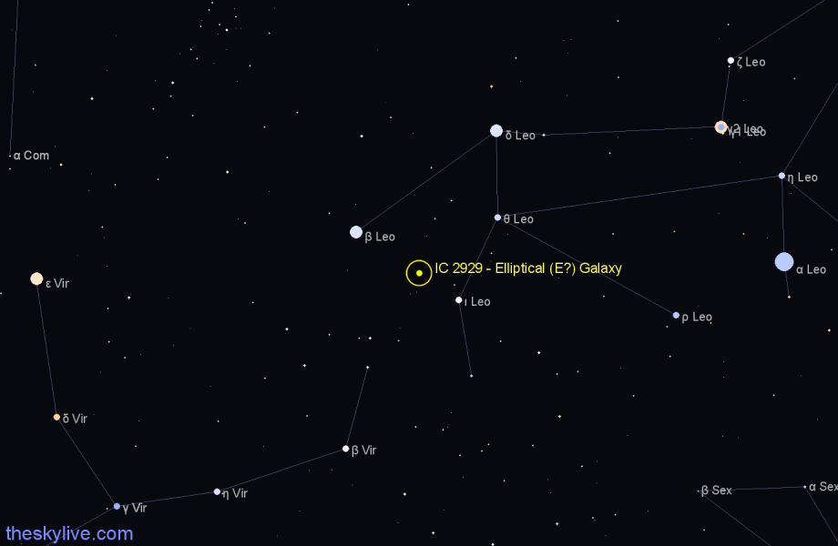 Finder chart IC 2929 - Elliptical (E?) Galaxy in Leo star