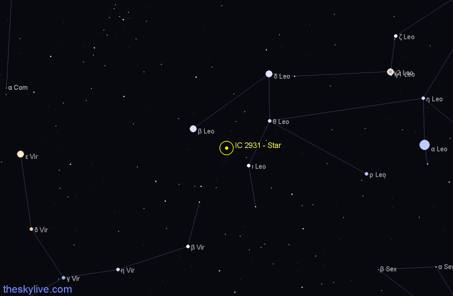 Finder chart IC 2931 - Star in Leo star