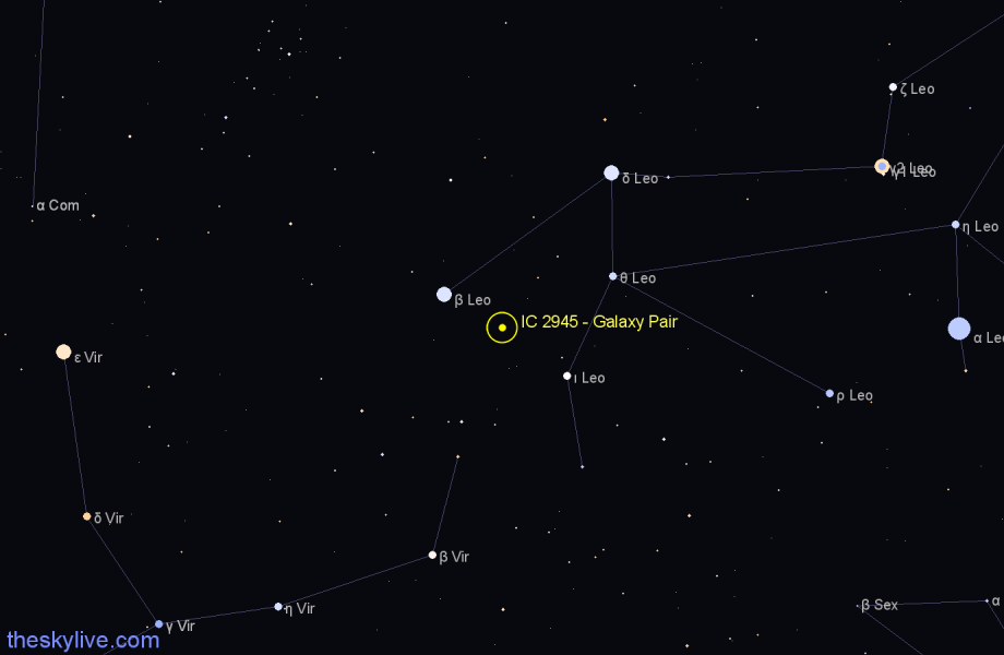 Finder chart IC 2945 - Galaxy Pair in Leo star