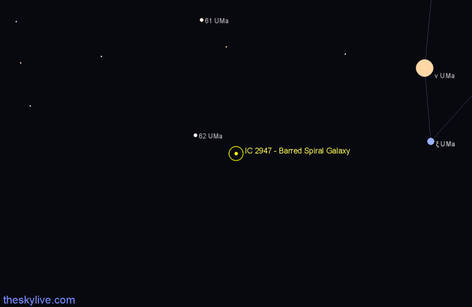 Finder chart IC 2947 - Barred Spiral Galaxy in Ursa Major star