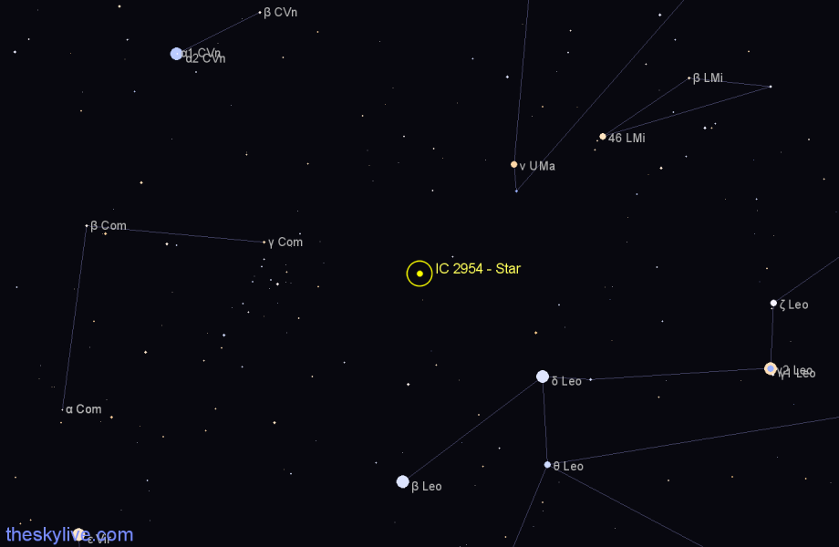 Finder chart IC 2954 - Star in Leo star
