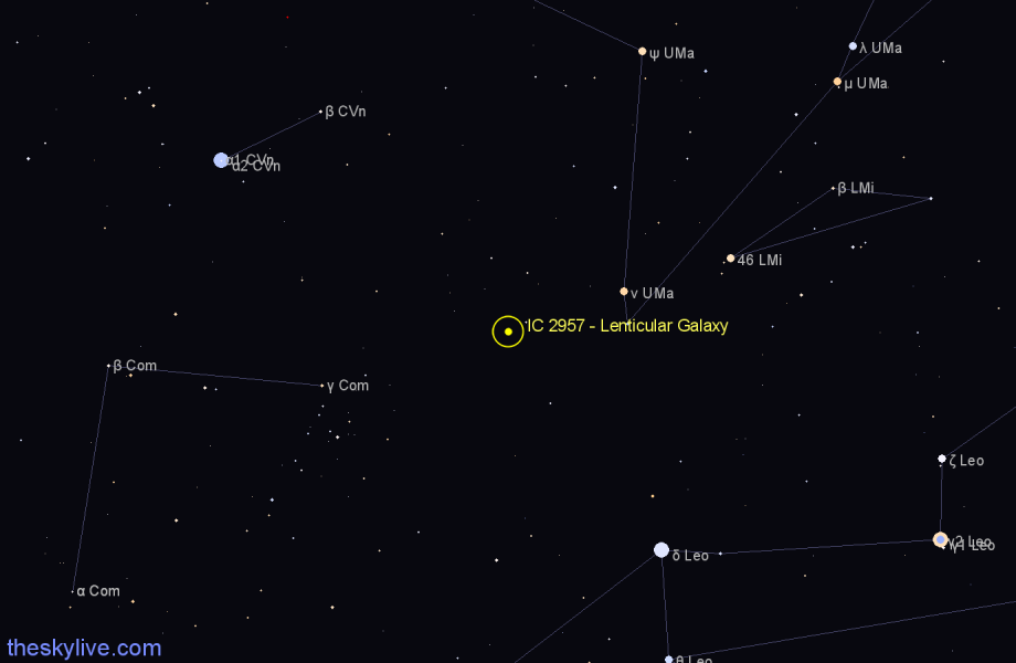 Finder chart IC 2957 - Lenticular Galaxy in Ursa Major star