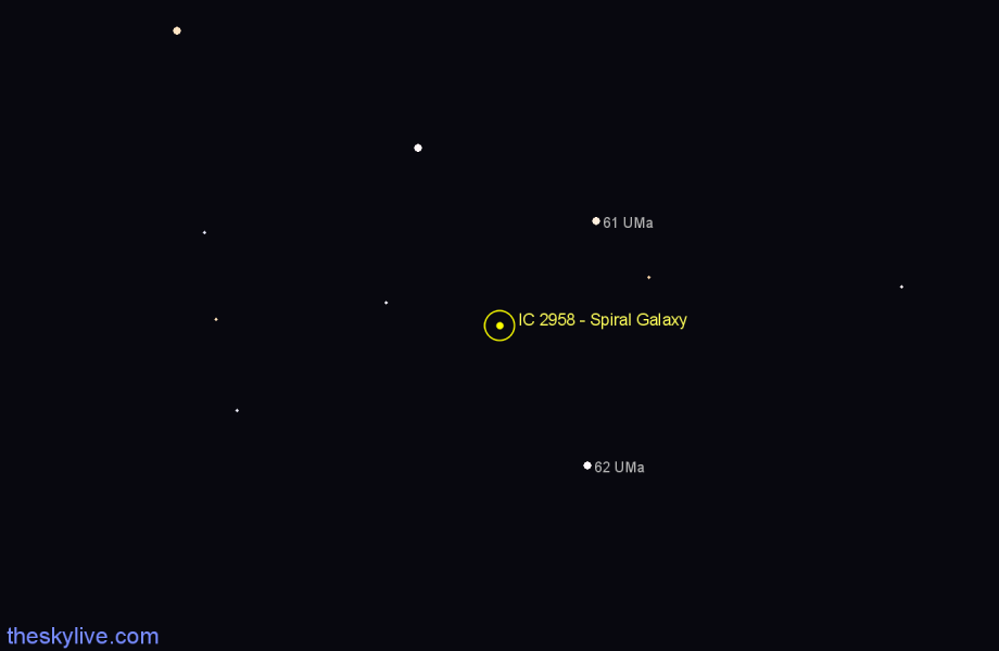 Finder chart IC 2958 - Spiral Galaxy in Ursa Major star
