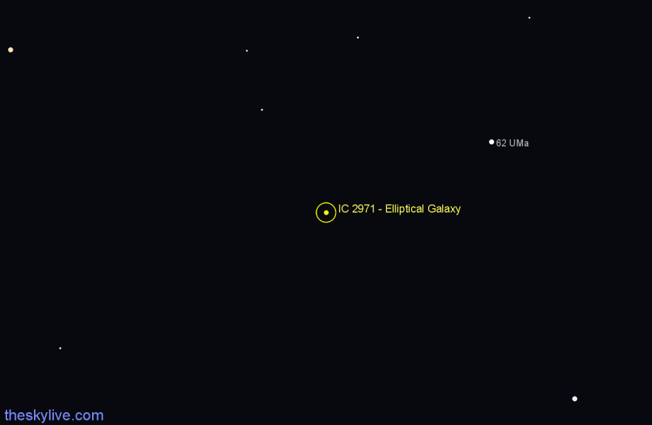 Finder chart IC 2971 - Elliptical Galaxy in Ursa Major star