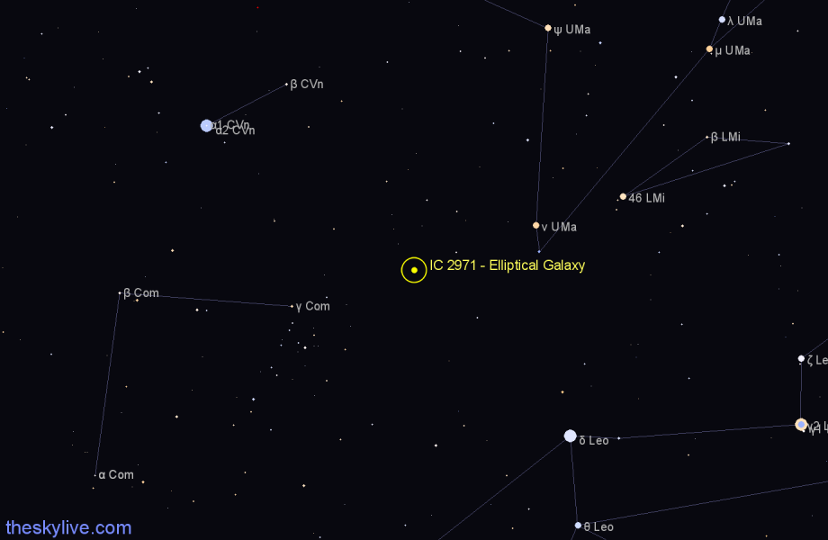Finder chart IC 2971 - Elliptical Galaxy in Ursa Major star