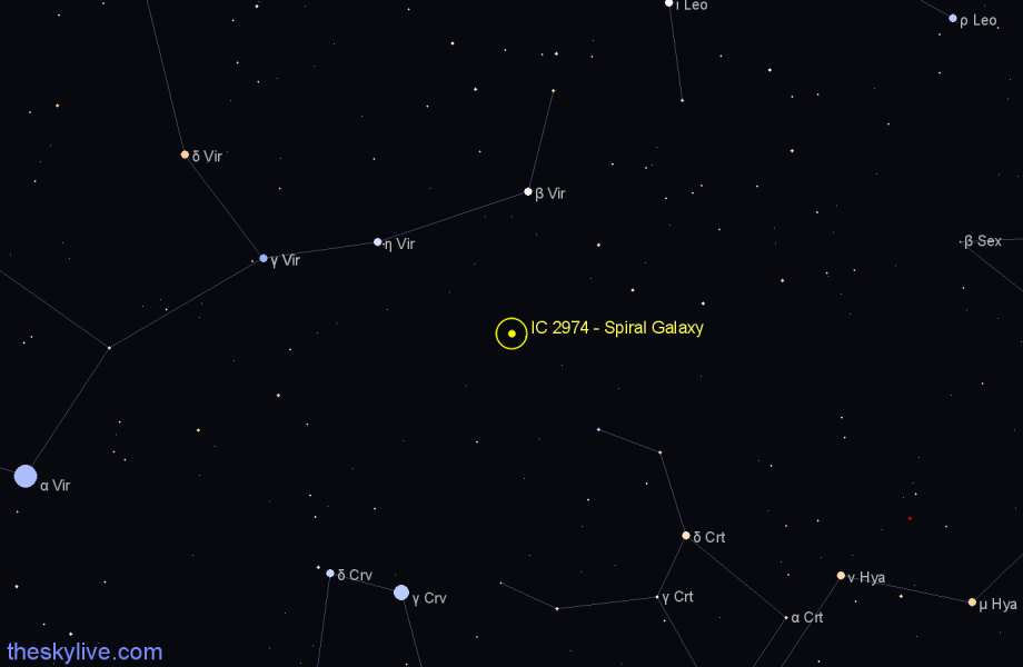 Finder chart IC 2974 - Spiral Galaxy in Virgo star
