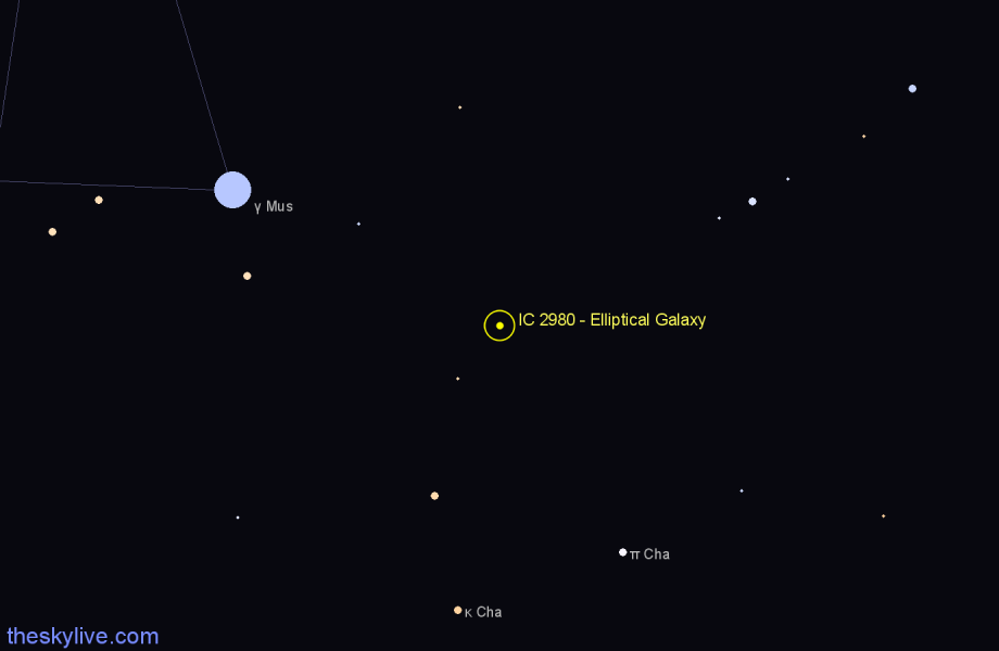 Finder chart IC 2980 - Elliptical Galaxy in Musca star