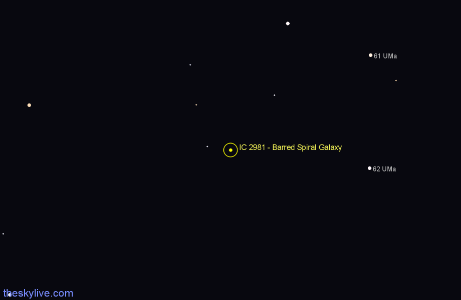 Finder chart IC 2981 - Barred Spiral Galaxy in Ursa Major star
