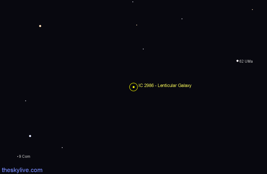 Finder chart IC 2986 - Lenticular Galaxy in Ursa Major star
