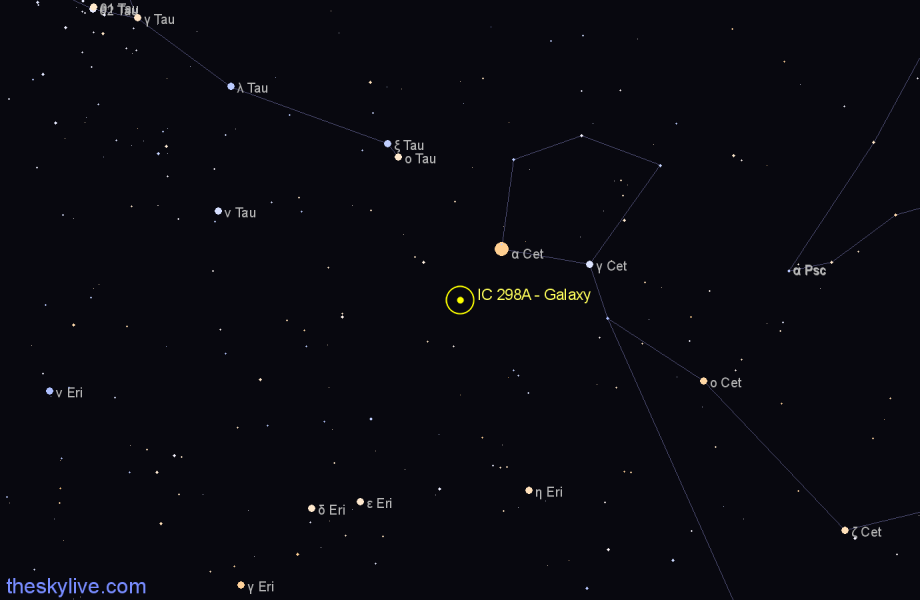 Finder chart IC 298A - Galaxy in Cetus star