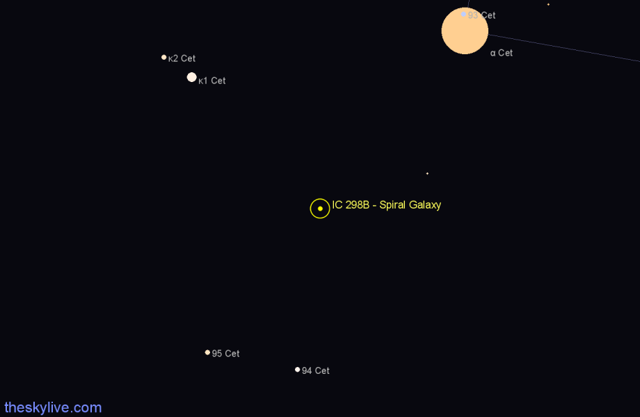 Finder chart IC 298B - Spiral Galaxy in Cetus star