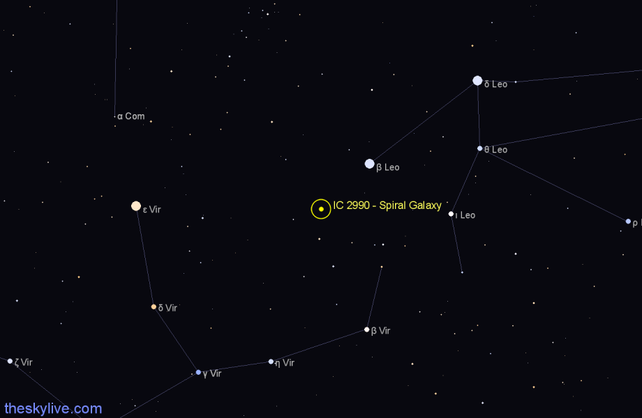 Finder chart IC 2990 - Spiral Galaxy in Virgo star