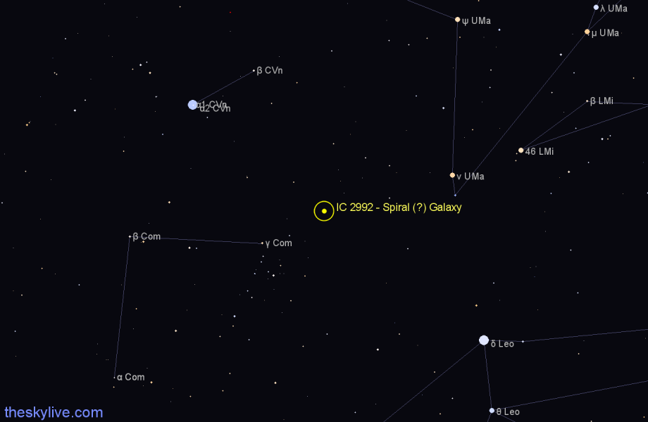 Finder chart IC 2992 - Spiral (?) Galaxy in Ursa Major star