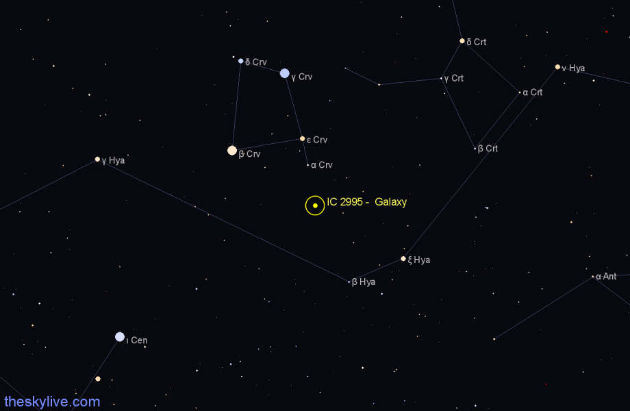 Finder chart IC 2995 - Galaxy in Hydra star