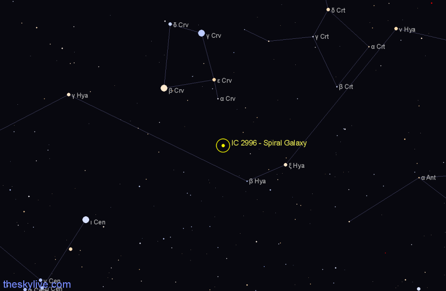 Finder chart IC 2996 - Spiral Galaxy in Hydra star