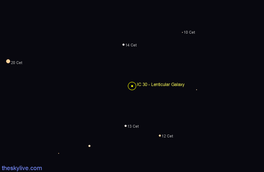 Finder chart IC 30 - Lenticular Galaxy in Cetus star