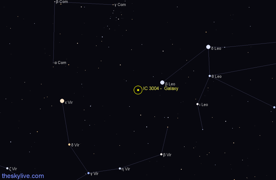 Finder chart IC 3004 -  Galaxy in Virgo star
