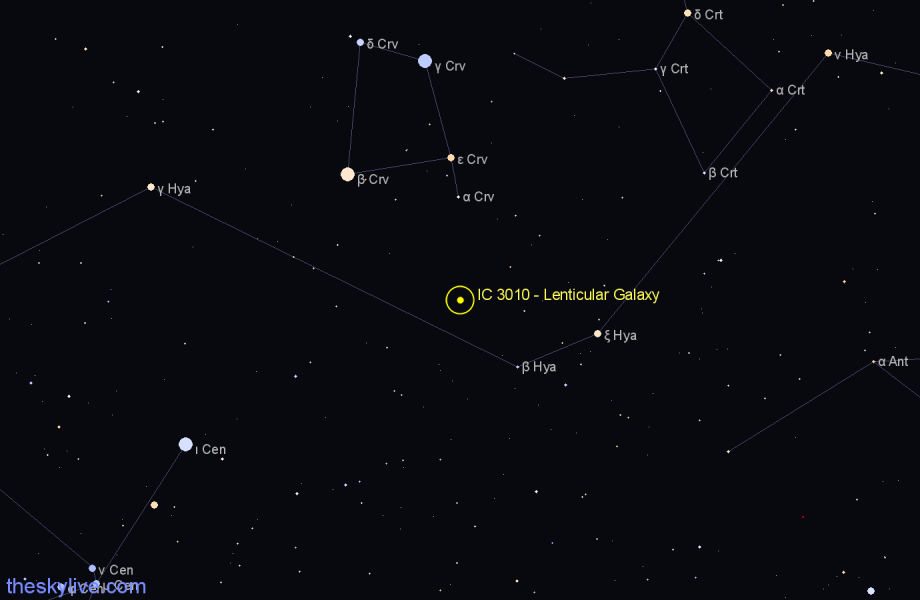 Finder chart IC 3010 - Lenticular Galaxy in Hydra star