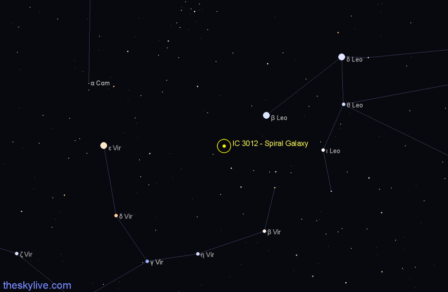 Finder chart IC 3012 - Spiral Galaxy in Virgo star