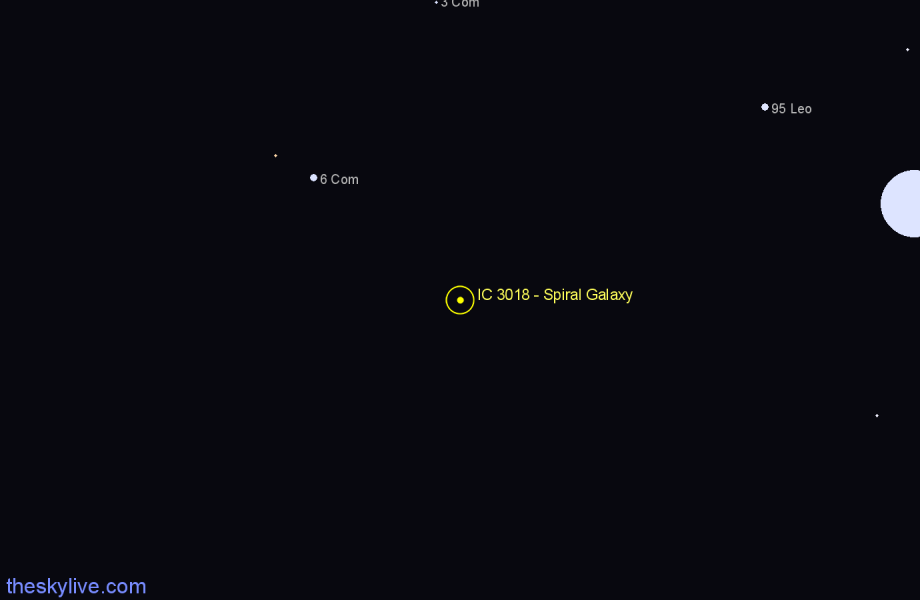 Finder chart IC 3018 - Spiral Galaxy in Coma Berenices star