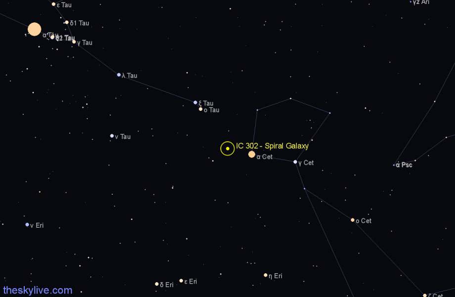 Finder chart IC 302 - Spiral Galaxy in Cetus star