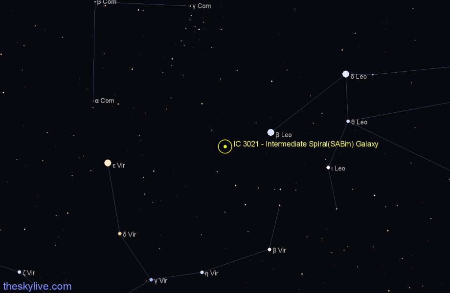 Finder chart IC 3021 - Intermediate Spiral(SABm) Galaxy in Virgo star