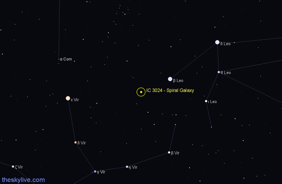 Finder chart IC 3024 - Spiral Galaxy in Virgo star