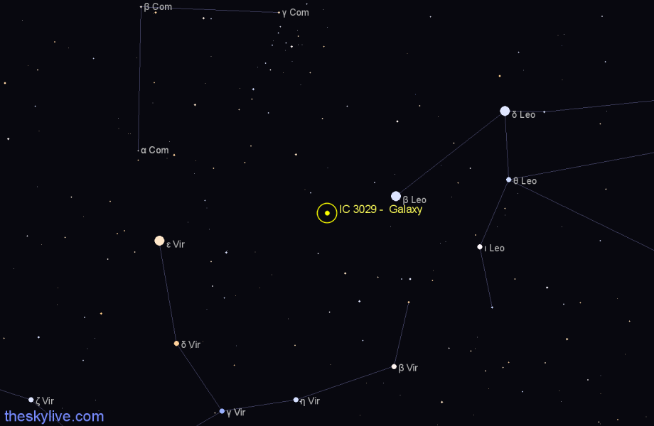 Finder chart IC 3029 -  Galaxy in Virgo star