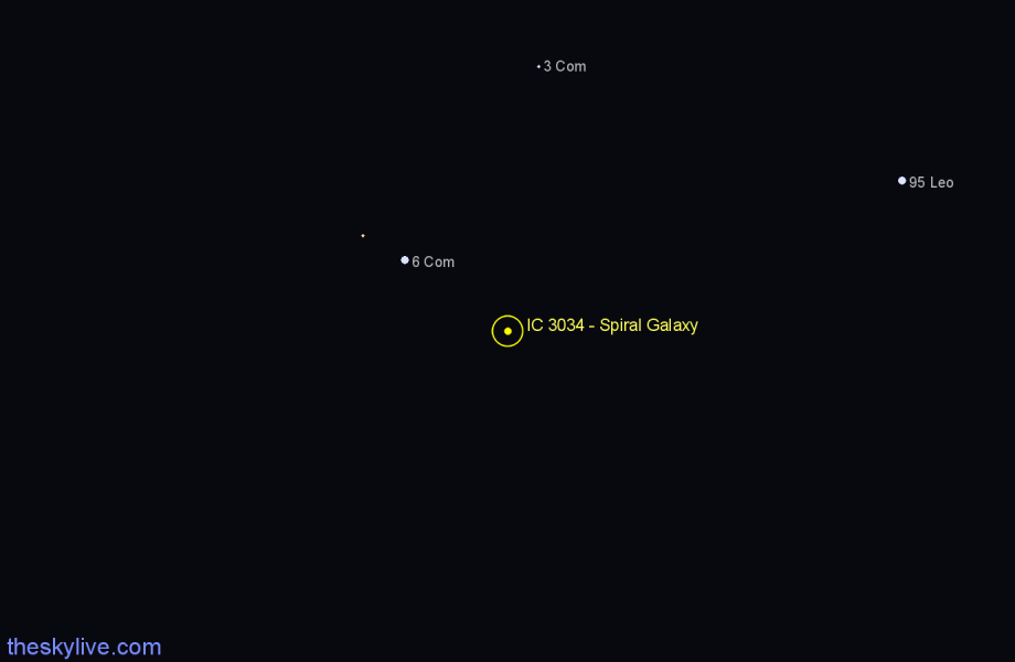 Finder chart IC 3034 - Spiral Galaxy in Coma Berenices star