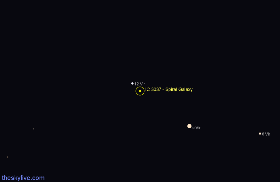 Finder chart IC 3037 - Spiral Galaxy in Virgo star