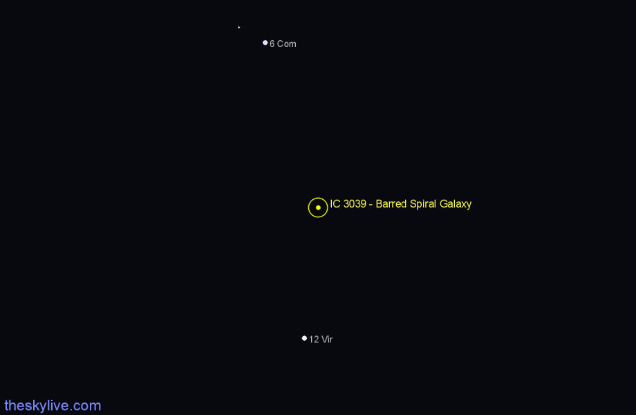 Finder chart IC 3039 - Barred Spiral Galaxy in Virgo star