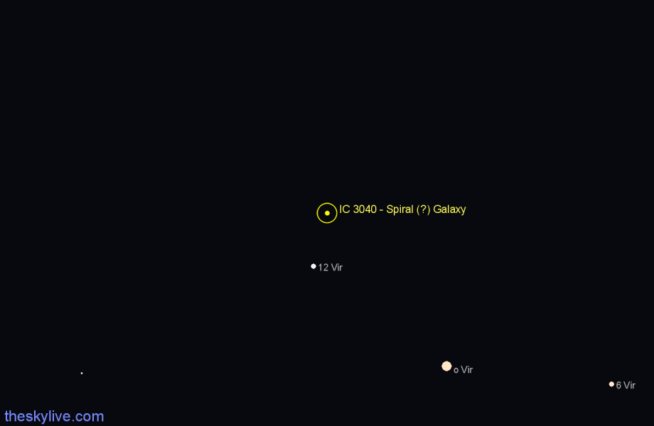 Finder chart IC 3040 - Spiral (?) Galaxy in Virgo star