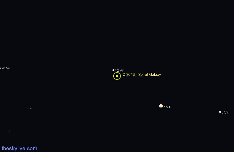 Finder chart IC 3043 - Spiral Galaxy in Virgo star
