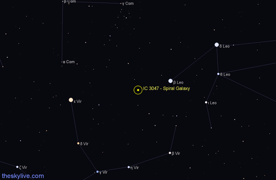 Finder chart IC 3047 - Spiral Galaxy in Virgo star